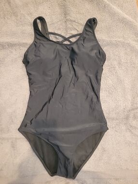 Sleek Black One-Piece Swimsuit with Crisscross Back